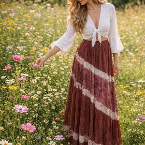 Model France Boho Maxi Skirt w Subtle Glitter Thread size S/M